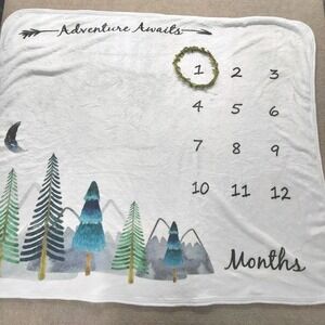Adventure Awaits Baby Monthly Milestone Photo Blanket Boy Girl Neutral Gift